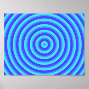Póster Círculos azules de neón psicodélico