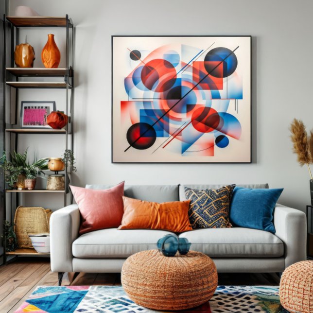 Póster Círculos Azules Rojos Abstractos Modernos (Subido por el creador)