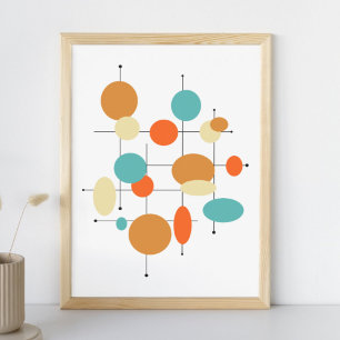 Póster Círculos con estilo moderno de mediados de siglo