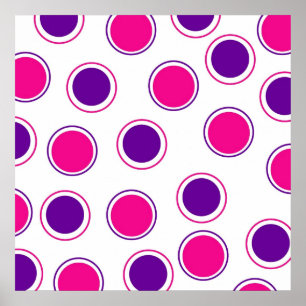 Póster Círculos concéntricos con puntos de polka rosados