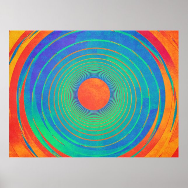 Póster Círculos concéntricos vibrantes (Frente)