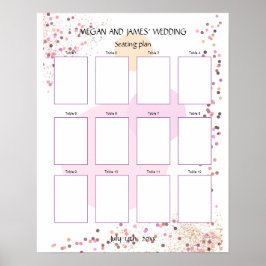 Póster Círculos de confetti rosado en blanco 12Tabla de a