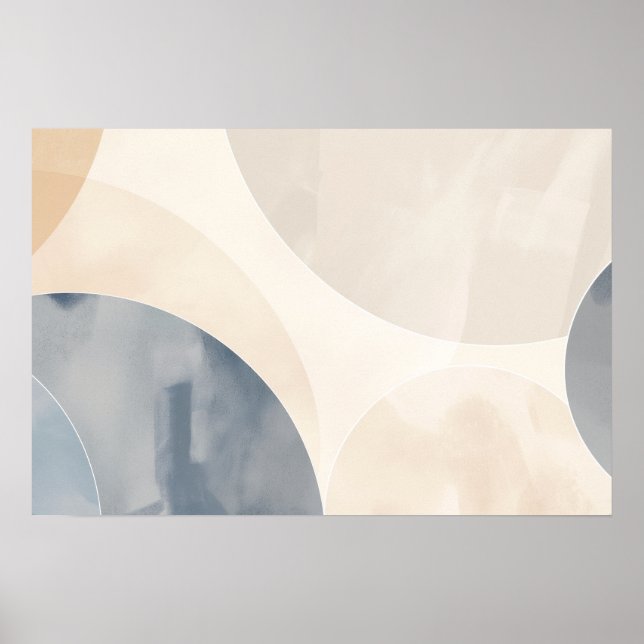 Póster Círculos en gris y beige con espacio de copia (Frente)