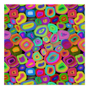 Póster Círculos Funky con Aceite Abstracto Pintado