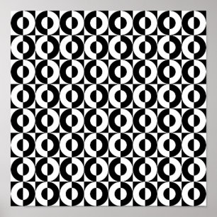 Póster Círculos funky Geo Combo Negro y Blanco