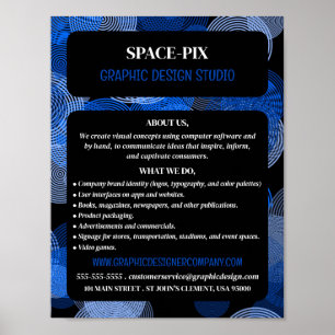 Póster Círculos gráficos azules, publicidad del diseñador