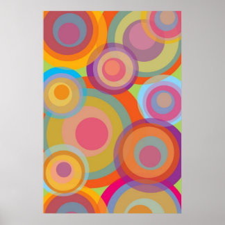 Póster Círculos pop arcoiris coloridos retro diversión Gr
