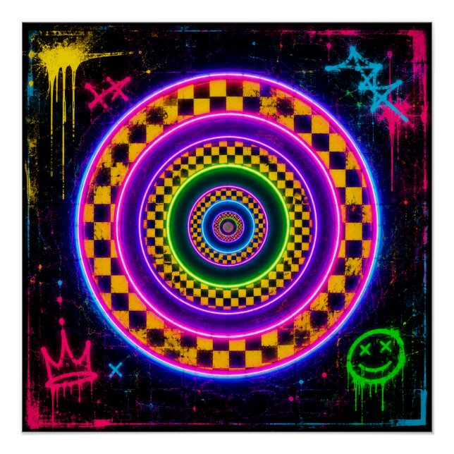 Póster Círculos Retro Neon (Anverso)