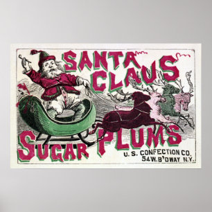 Póster Ciruelas de azúcar de Santa Claus - Navidad vintag