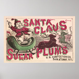 Póster Ciruelas de azúcar de Santa Claus - Navidad vintag