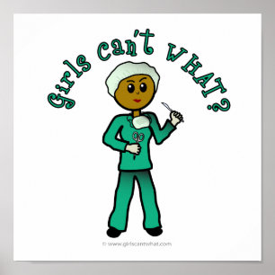 Póster Cirujana oscura en brutos verdes