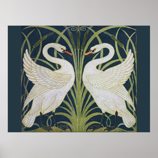 Póster Cisne Art Nouveau Dos Cisnes  (Frente)