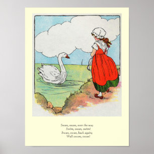 Póster Cisne, cisne sobre el mar Madre de oca rima de gua