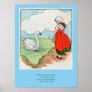 Póster Cisne, cisne sobre el mar Madre de oca rima de gua