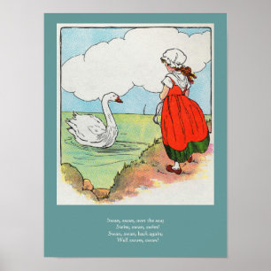 Póster Cisne, cisne sobre el mar Madre de oca rima de gua
