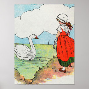Póster Cisne, cisne sobre el mar Madre de oca rima de gua