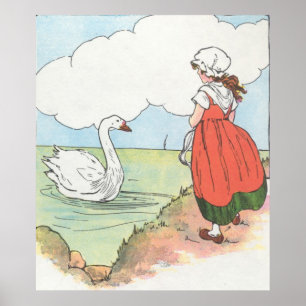 Póster Cisne, cisne, sobre el mar. ¡Nadar, nadar, nadar!