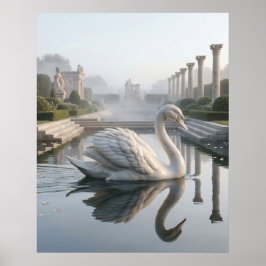 Póster Cisne de Mármol Lago Silencioso