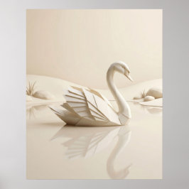 Póster Cisne de Papel Lago Espejo