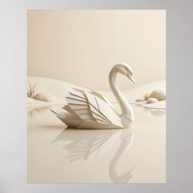 Póster Cisne de Papel Lago Espejo (Frente)