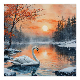 Póster Cisne en el lago