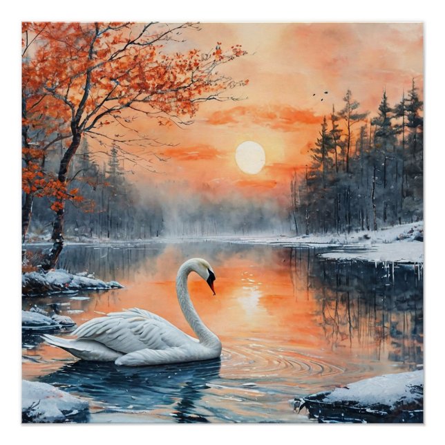 Póster Cisne en el lago (Anverso)