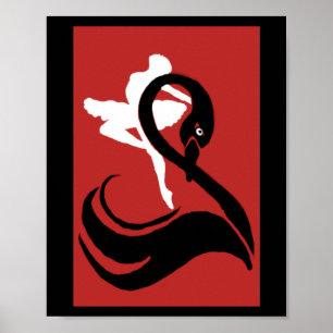 Póster Cisne negro retro