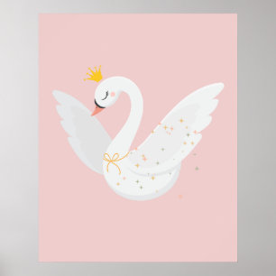 Póster Cisne volador lindo y elegante