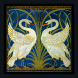 Póster Cisnes Art Deco<br><div class="desc">Pareja de cisnes art deco en las cañas y el agua.</div>