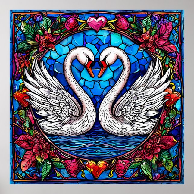 Póster Cisnes Clásicos de Boda Amor Unidad 🦢💍🌿✨ (Frente)