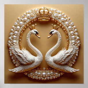 Póster Cisnes de Boda