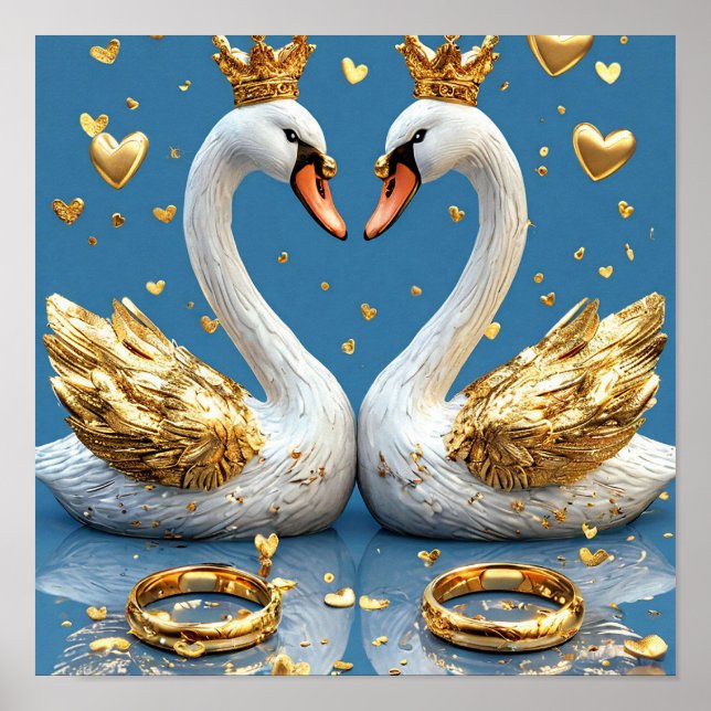 Póster Cisnes de Boda Escena Romántica 🦢💖☁️✨ (Frente)