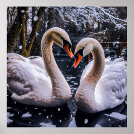 Póster Cisnes románticos en un país maravillosamente inve