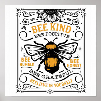 Póster Cita Abeja bone agradecida a la abeja positiva