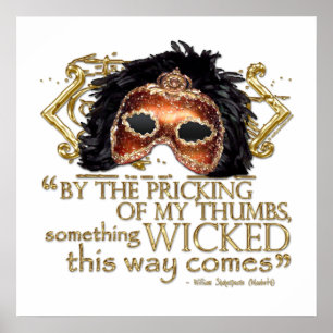 Póster Cita "Algo Malvado" de Macbeth (versión dorada)