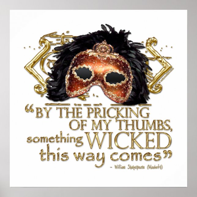 Póster Cita "Algo Malvado" de Macbeth (versión dorada) (Frente)