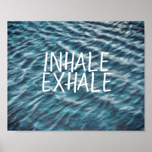 Póster cita azul océano poster inhalación exhale