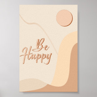 Póster Cita Boho Feliz Tipografía Neutral Imprimir