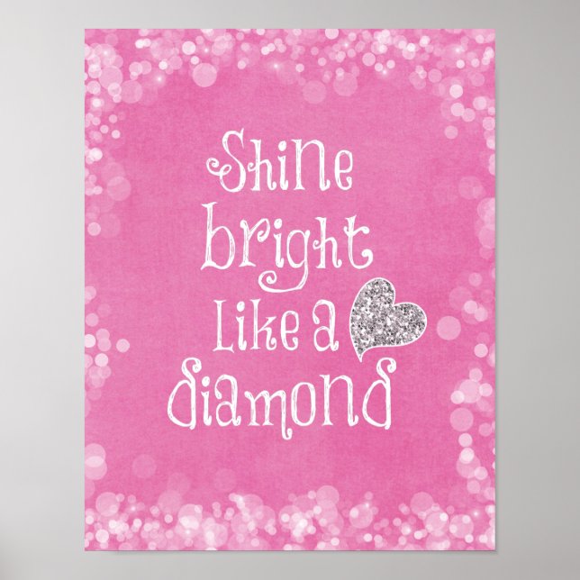 Póster Cita brillante con corazón de espuma plateada (Frente)
