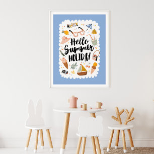 Póster Cita Colorida Ilustración de Vacaciones de Verano