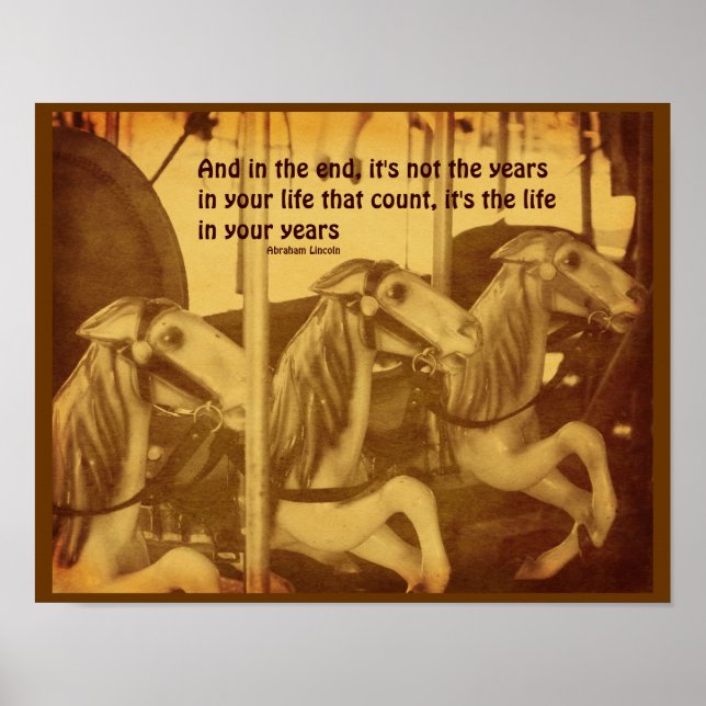 Póster Cita de actitud de vida de caballos de carrusel (Frente)