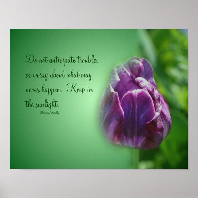 Póster Cita de Actitud Purple Tulip Life Inspiradora (Frente)