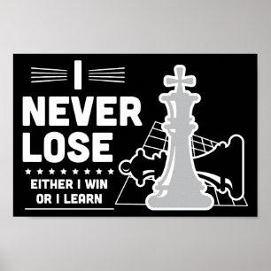 Póster Cita de ajedrez motivacional nunca pierde 