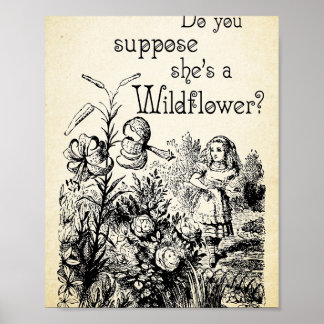 Póster Cita de Alice in Wonderland - Shes a Wildflower -