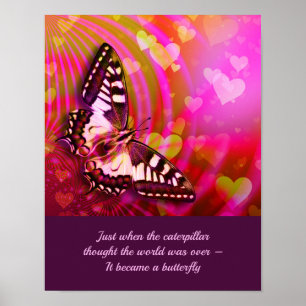 Póster Cita de aliento Inspirador de mariposa
