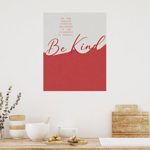 Póster Cita de amabilidad beige y roja – Pared minimalist