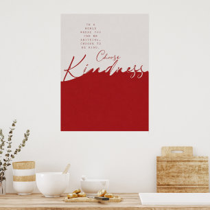 Póster Cita de amabilidad roja y blanca – Pared minimalis