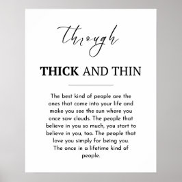 Póster Cita de amistad, a través de grueso y delgado