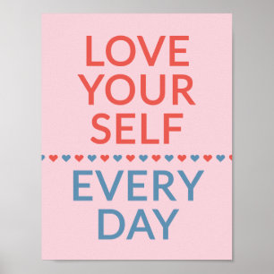Póster Cita De Amor Motivacional Corazones Rojos Y Azules