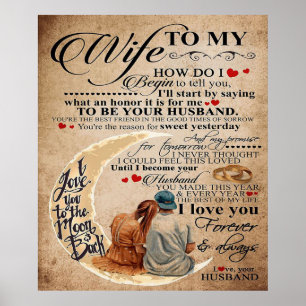 Póster Cita De Amor Para Esposa Regalo de familia Cute